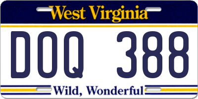 WV license plate DOQ388