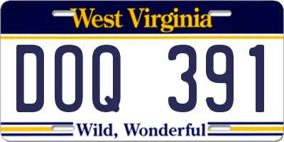 WV license plate DOQ391