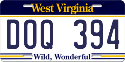 WV license plate DOQ394
