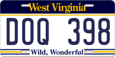 WV license plate DOQ398