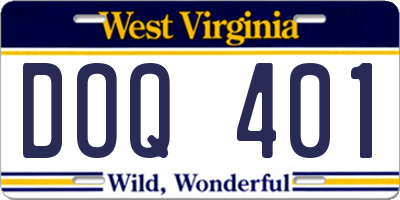 WV license plate DOQ401