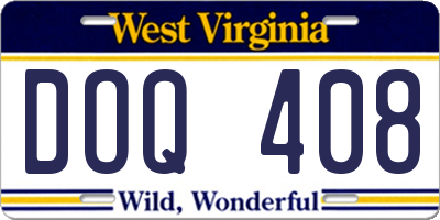 WV license plate DOQ408