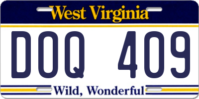 WV license plate DOQ409