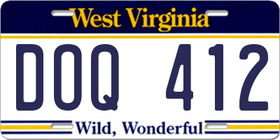 WV license plate DOQ412