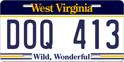 WV license plate DOQ413