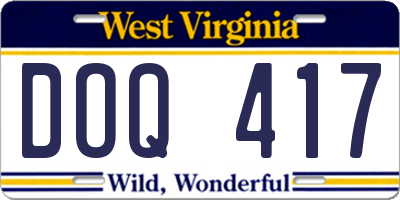 WV license plate DOQ417
