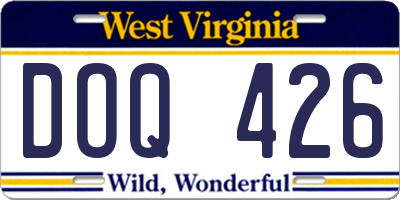 WV license plate DOQ426