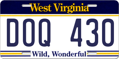 WV license plate DOQ430