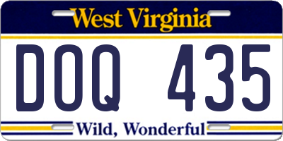 WV license plate DOQ435