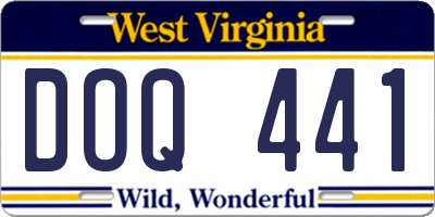 WV license plate DOQ441