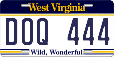 WV license plate DOQ444