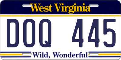 WV license plate DOQ445