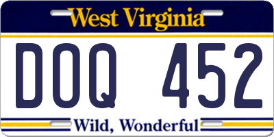 WV license plate DOQ452