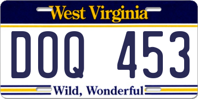 WV license plate DOQ453