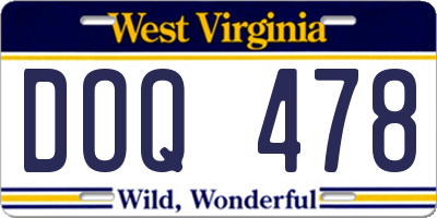 WV license plate DOQ478
