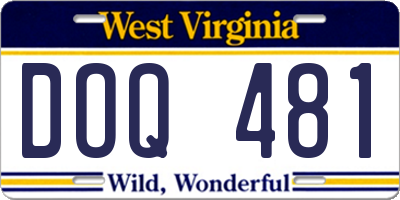 WV license plate DOQ481