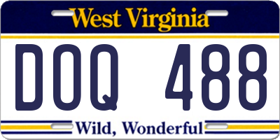WV license plate DOQ488