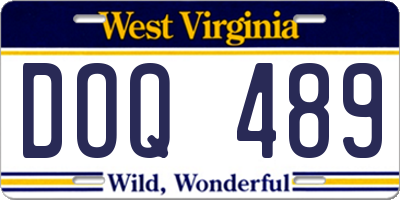 WV license plate DOQ489