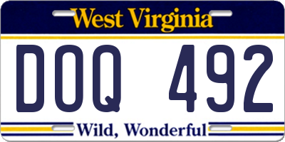WV license plate DOQ492
