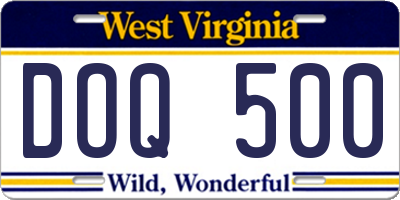 WV license plate DOQ500