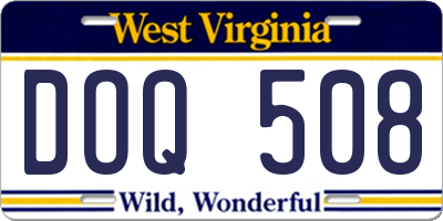 WV license plate DOQ508