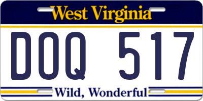 WV license plate DOQ517