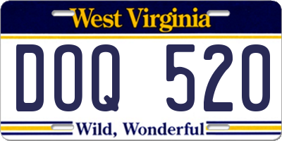 WV license plate DOQ520