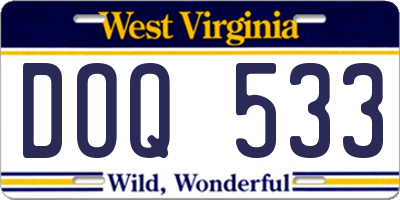 WV license plate DOQ533