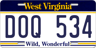 WV license plate DOQ534