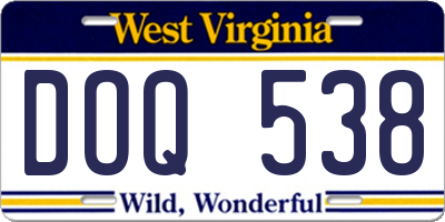 WV license plate DOQ538