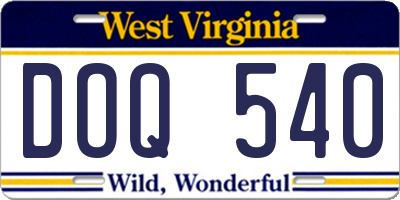 WV license plate DOQ540
