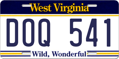 WV license plate DOQ541