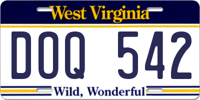 WV license plate DOQ542