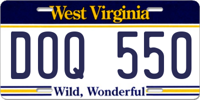 WV license plate DOQ550