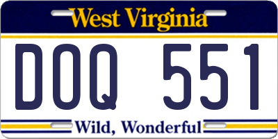 WV license plate DOQ551