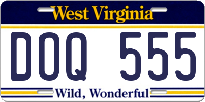 WV license plate DOQ555