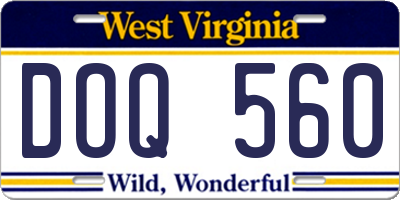 WV license plate DOQ560