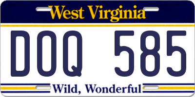 WV license plate DOQ585