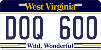 WV license plate DOQ600
