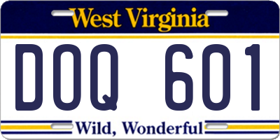 WV license plate DOQ601