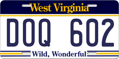 WV license plate DOQ602