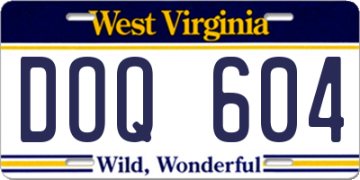 WV license plate DOQ604
