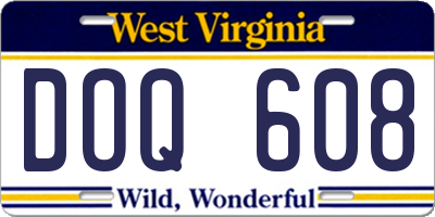 WV license plate DOQ608