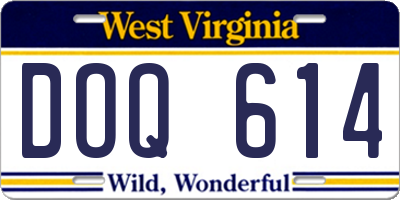 WV license plate DOQ614