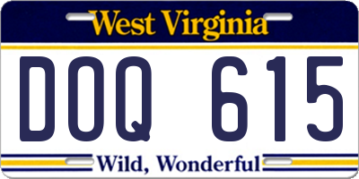 WV license plate DOQ615