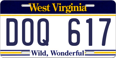 WV license plate DOQ617