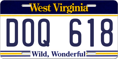 WV license plate DOQ618