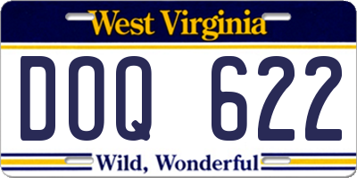 WV license plate DOQ622