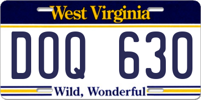 WV license plate DOQ630