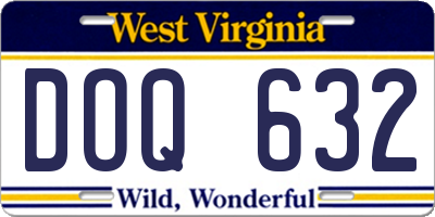 WV license plate DOQ632